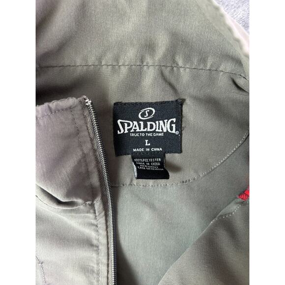 Spalding Mens Large Track Jacket Gray Red Full Zip Windbreaker Retro Y2K‎ 90s - Picture 3 of 7